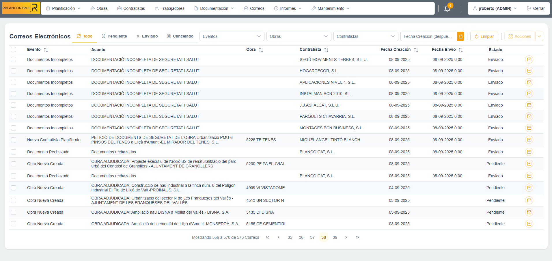 Control documental (estados)